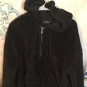 Fur pullover quarter zip